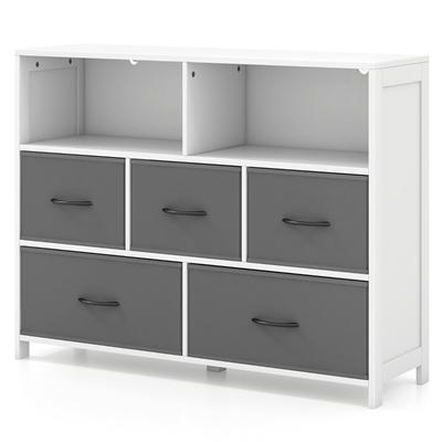 Helloshop26 - Aufbewahrungskommode mit 5 Schubladen und 2 Ablagen 100 x 30 x 78 cm praktisch und vielseitig aus weißem MDF