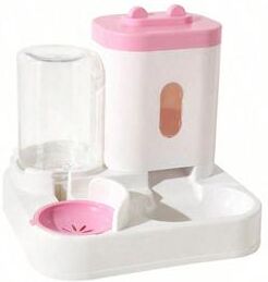 Discount Dollar Deals Automatic Gravity Fed Cat Water Dispenser Spill Proof, Large Capacity, One Piece Design pink