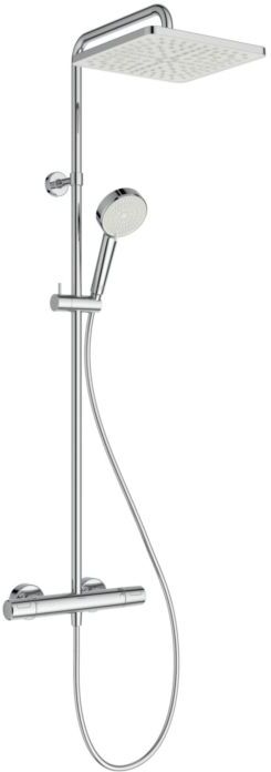 Ideal Standard T 25N Duschsystem A8521AA mit Brausethermostat, 2 Funktion-Handbrause, Kopfbrause eckig, chrom