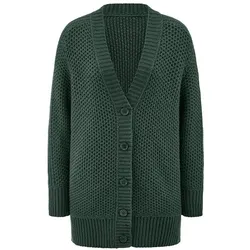 Long-Strickjacke aus Schurwolle und Kaschmir Fadenmeister Berlin türkis, 40