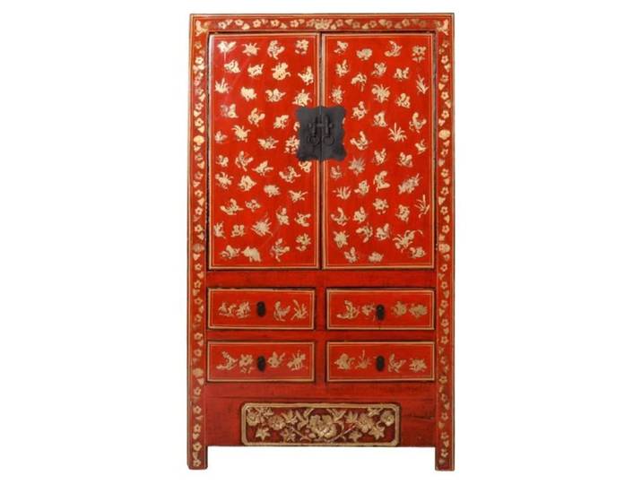 Fine Asianliving Antique Chinese Wedding Cabinet Red Gold Handpainted W107xD50 x H 186 cm
