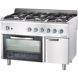 A&S polarny Gastro Gasherd 6-Brenner mit Backofen Herd Ofen Backen 1200x700x850mm Gasbrenner