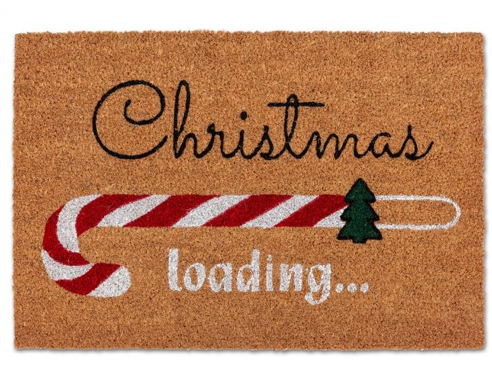 Fussmatte ASTRA Kokosvelours Xmas loadin 40x60 , braun (beige), B:40cm H:1,4mm L:60cm, Kokos, Teppiche, Fussmatte, Kokos, Natürliches Material, Zuckerstange, Weihnachten