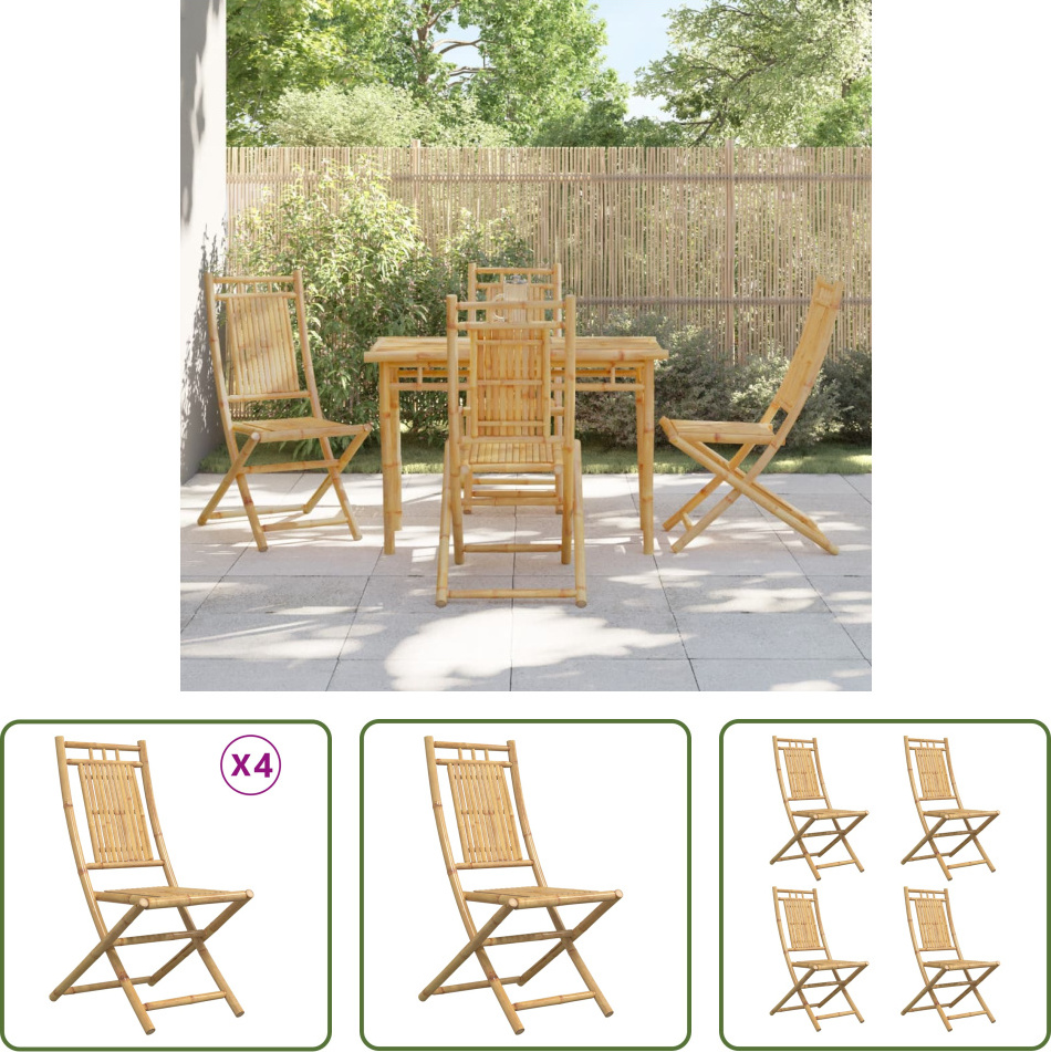 The Living Store Gartenstühle 4 Stk. Klappbar 46x66x99 cm Bambus