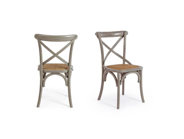 Lot de 2 chaises bistrot en rotin gris