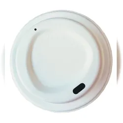 cwpack 500x  Bio Bagasse Deckel für Coffee to-go Becher 0,3l-0,4l (12oz-16oz) weiß 90mm