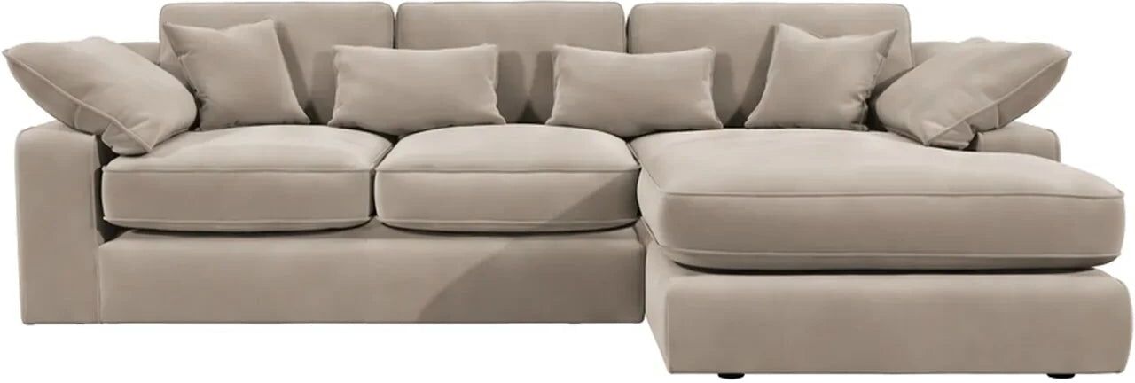 Victoria Mink Velvet Medium Chaise End Sofa - Right Hand Facing, Standard Back