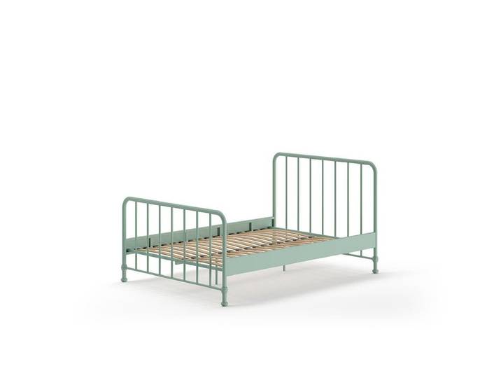 58 aufm Kessel Bettgestell Metallbett Kay 147x207x110 Einzelbett Metall Grün matt (inkl. Versand, Lieferung bis Verwendungsstelle), Liegefläche 140 x 200, stabile Konstruktion, Lattenrost inklusive
