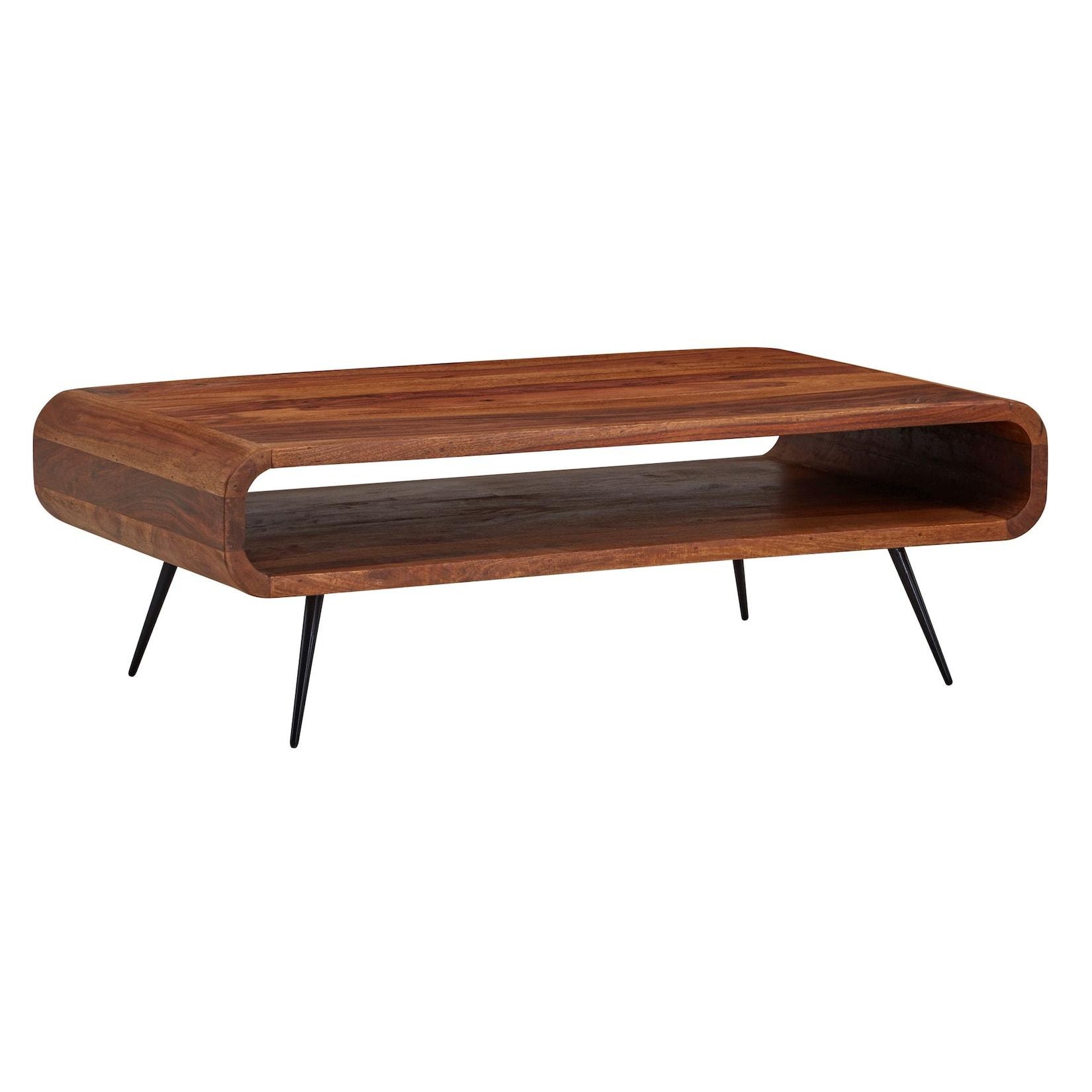 KADIMA DESIGN Massivholz Wohnzimmertisch, Modern & elegant, Sheeshamholz, Staufach