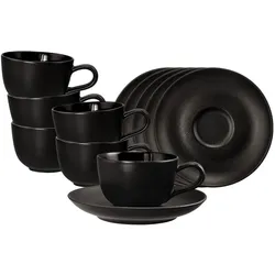 Seltmann, Tasse, Liberty Velvet Black Espressotassen mit Untertassen (100 ml, 6x)