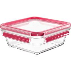 Emsa Clip & Close Frischhaltedose 0.8 l Glas mit Deckel, wasserdicht, BPA-frei Transparent, Rot 600747