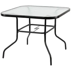 Vella Gartentisch aus Glas mit Metallgestell schwarz