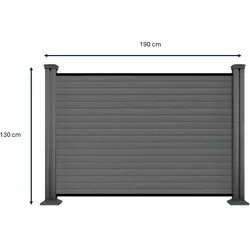 Hardin 1fachgut WPC-Sichtschutzzaun Valla - 1x Element + 2x Pfosten - Grau