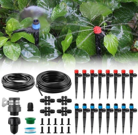 Micro Sprayer Druppelirrigatieset met Emitters, Sprinklers en Slangen, Zwart, 1/2 inch