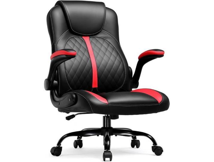 Fauteuil de jeu avec fonction rocking pliable fauteuil d'ordinateur ergonomiquel Rouge