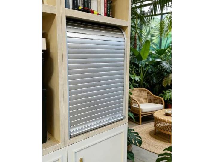KJoBDwz Ziehharmonikatür Ziehharmonika-Tür, Rollladentür mit versenktem Griff, aufrollbares Sideboard mehrfach gefalteter Platte(40x120cm/16x47in)