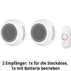 Byron Türklingel DBY-23514, Funk Set, bis 175m, wasserdicht, 8 Melodien & LED-Blinken