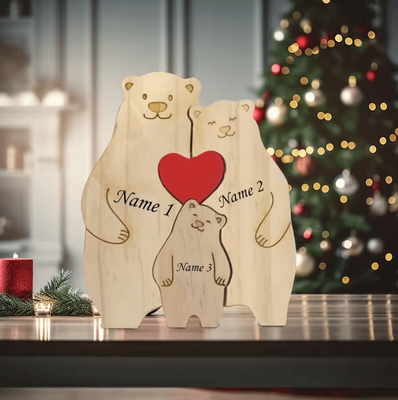 Inspire Curations Personalized Wooden Bear Family Puzzle Custom 2 6 Name Keepsake 3 Little Bears