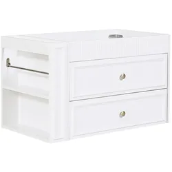 Merax wandhängender Waschtischunterschrank, Badezimmerschrank mit Keramikwaschbecken, Schubladen & seitlichem Regal, 81 x 47 x 52 cm, weiß