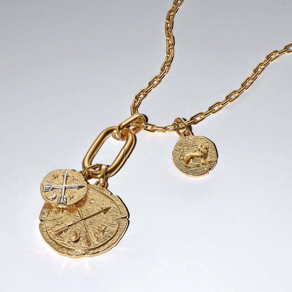 PANDORA Charm-Anhänger Kreuzende Pfeile, 925er Silber, Talisman silber-gold