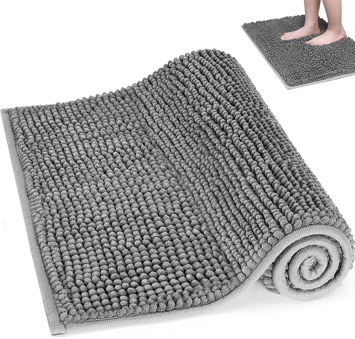 Grijs Badmat Microvezel - Antislip Vloerkleed voor Badkamer of Keuken - 40 x 60 cm