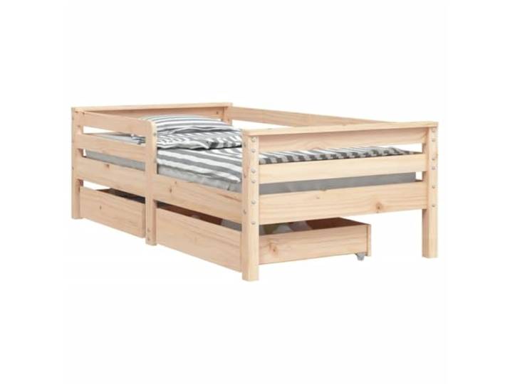 FDSAQOPT mit Schubladen 70x140 cm Massivholz Kiefer Massives Kiefernholz,Lattenrost inklusive,Schubladen für Stauraum,hohe Stabilität,Kopfteil und Fußteil