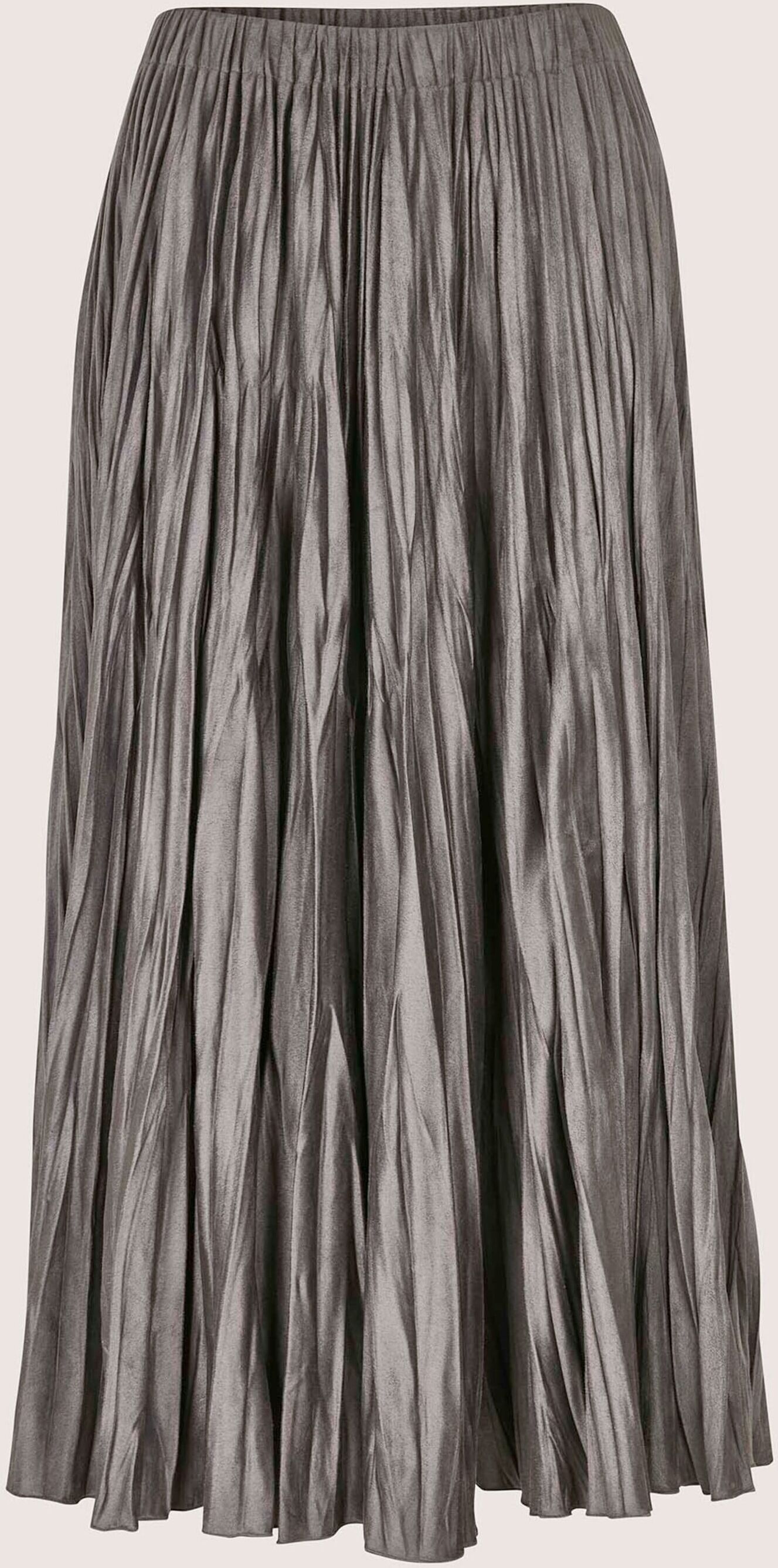 Maxirock MADELEINE "Rock Plisseerock aus Peachskin", Damen, Gr. 34, grau (graphit), Modern, weit, Röcke Maxirock