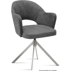 ARMLEHNSTUHL drehbar (6er-Set) Davinia 59x87x61 Edelstahl/Grau