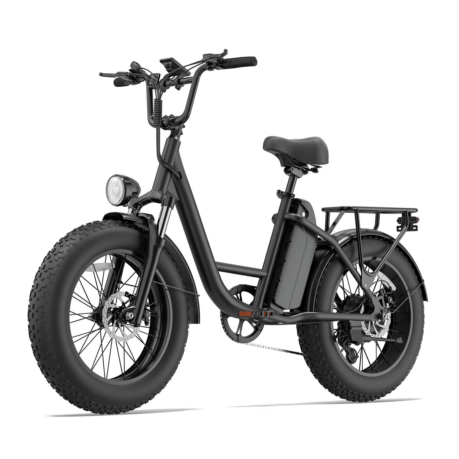 Qekud Fat-Tire E-Bike 20" Elektrofahrrad Trekkingrad E-bike MTB E-bike 48V 15,6Ah Akku, 7-Gang SHIMANO, 25 km/h, 4-Link-Federung Schwarz