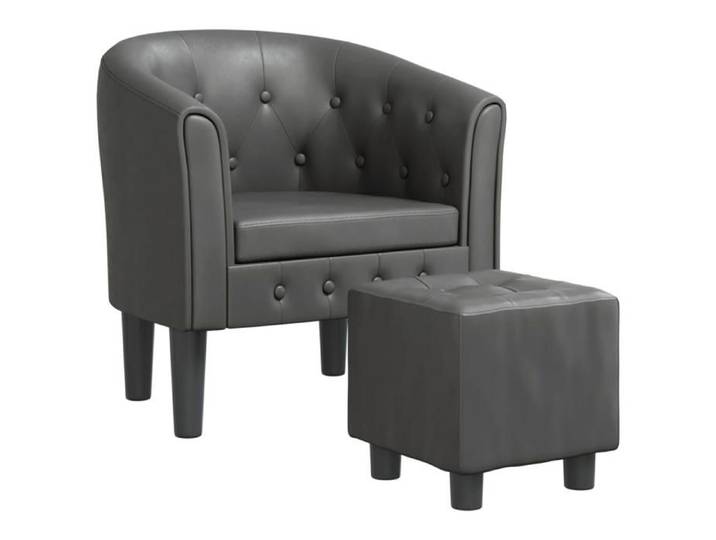 Fauteuil cabriolet - mango - avec repose-pied - gris similicuir M12356464