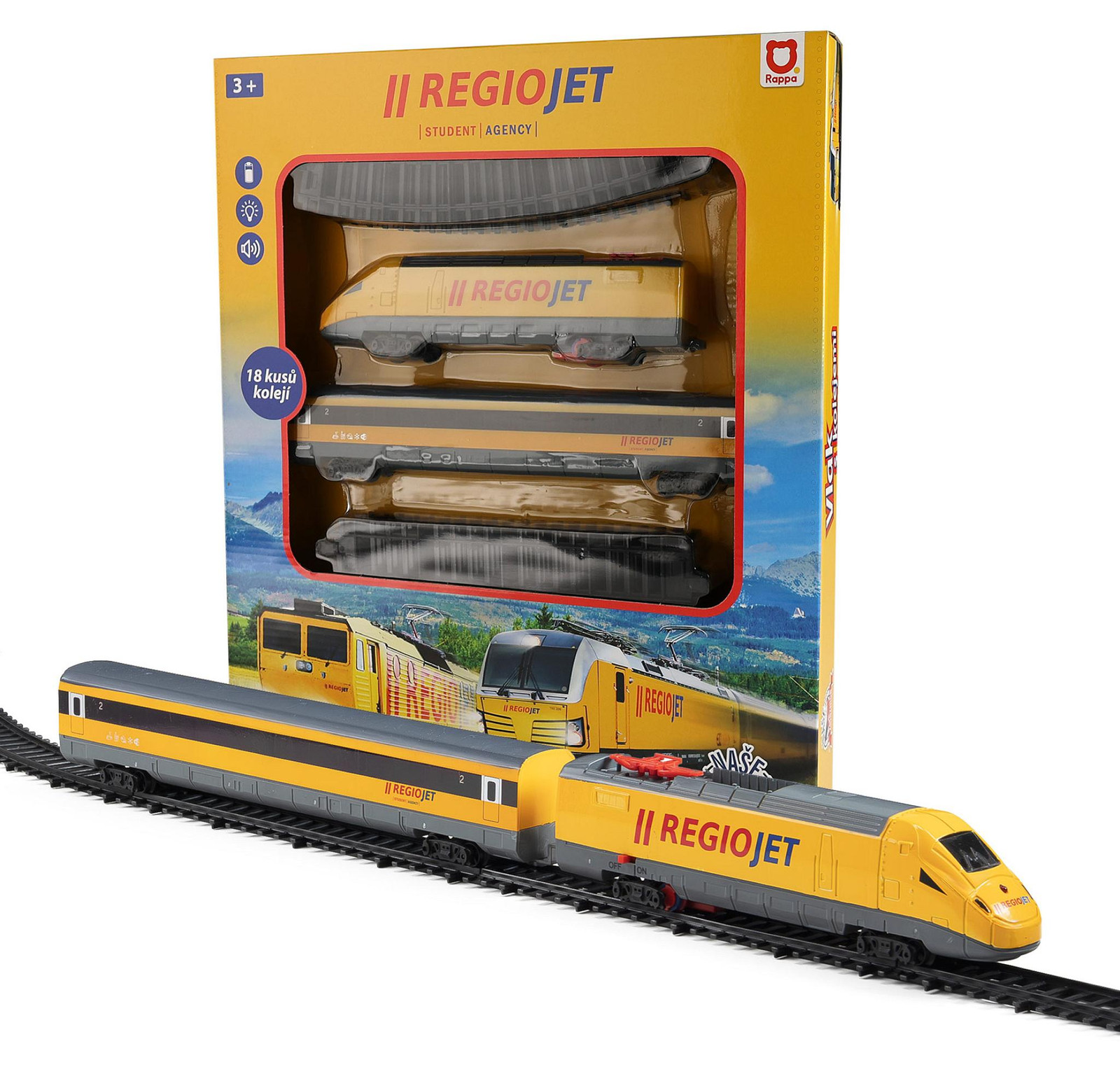 RAPPA Geluid en licht van de Regiojet gele trein