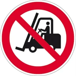 Schild Für Flurförderzeuge verboten ISO 7010, Alu, Ø 400 mm