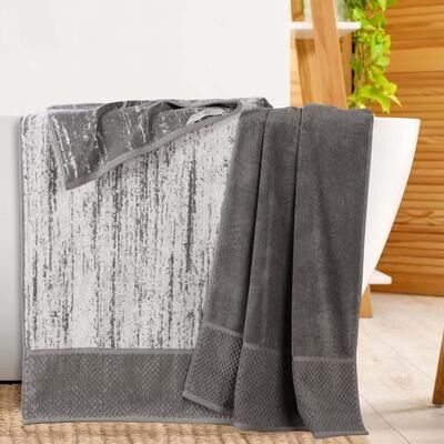 Superior Modern Cotton 2 Piece Oversized Bath Sheet Set- Jacquard Solid & Abstract Patterned Mix
