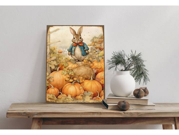 Alu-Dibond-Druck QUEENCE Hase , orange (farbe bild(er): orange), B:20cm H:30cm T:0,2cm, Alu Dibond, Bilder, Alu-Dibond-Druck, Kürbisse, Natur, Schild