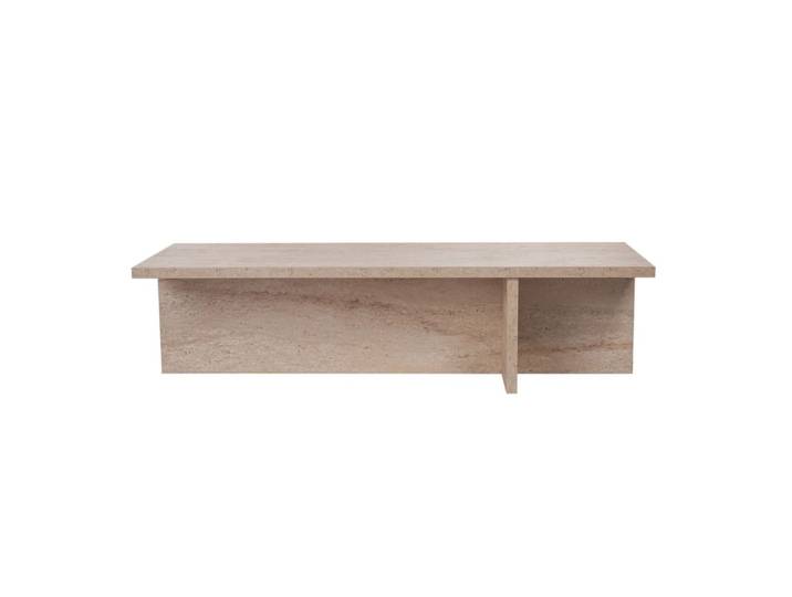 Table basse avec pied asymétrique l120 cm - travertin
