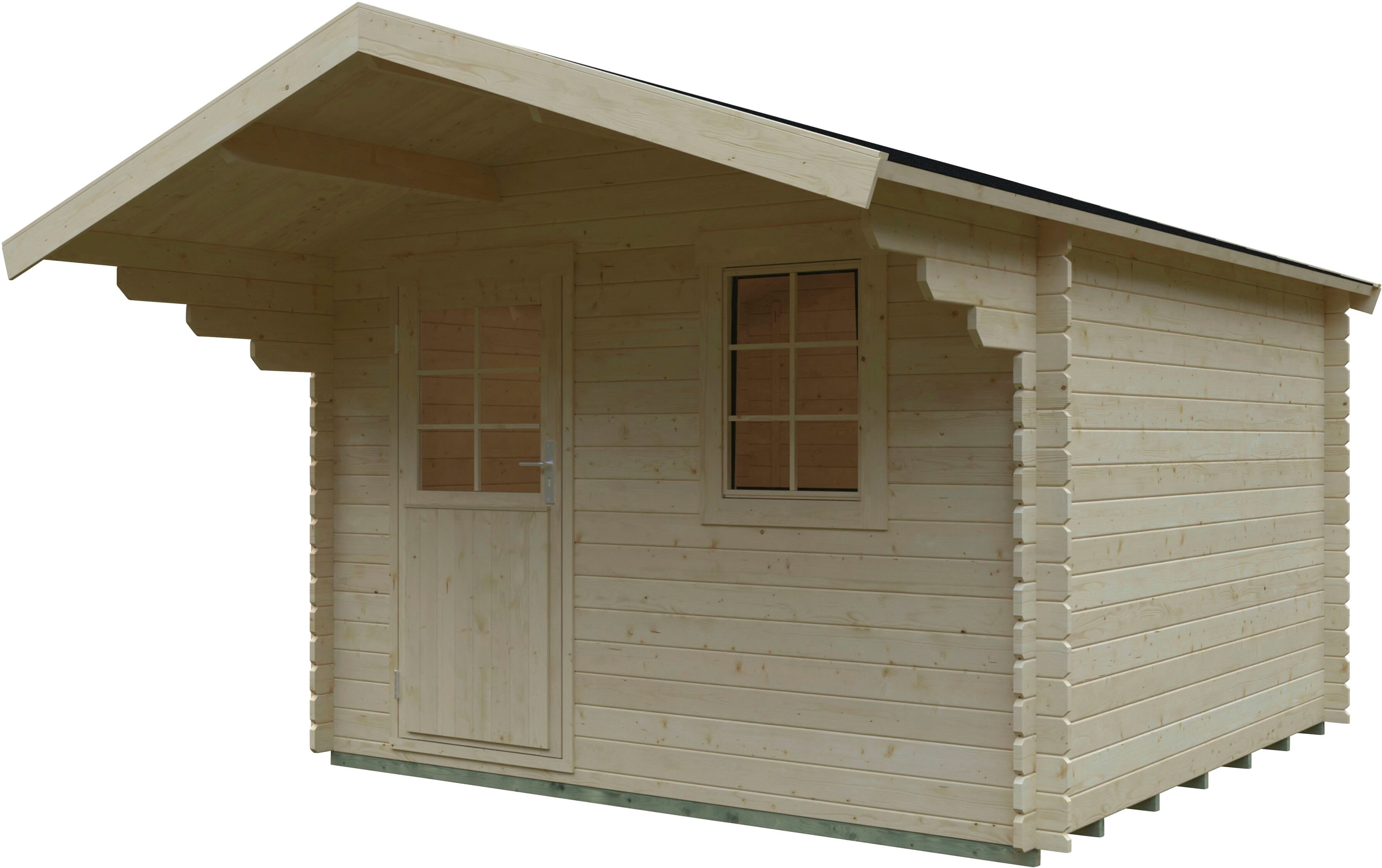 Gartenhaus KIEHN-HOLZ "Burgberg 1", beige (naturbelassen), Fußboden im Gartenhaus, ohne Dacheindeckung, Holzwerkstoff, Gartenhäuser, Gartenhaus