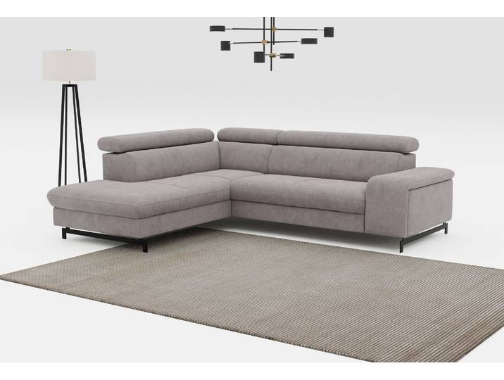 Ecksofa COTTA Emma L-Form, B: 262 cm , grau (stone), B:262cm H:97cm T:215cm, Sofas, Ecksofa, mit Kopfteilverstellung, optional Schlaffunktion & Bettkasten