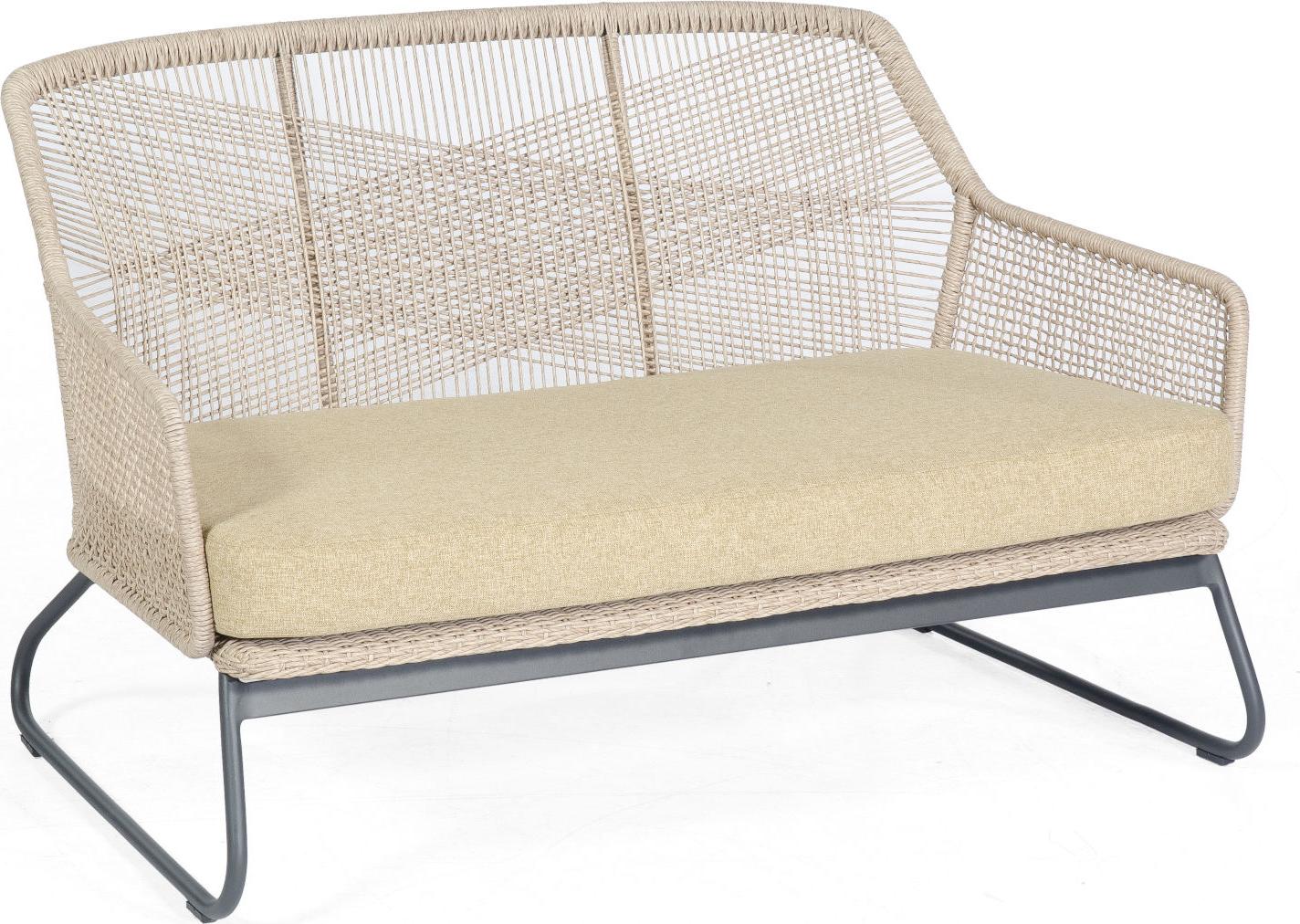 Sonnenpartner Couture Loungesofa Gartensofa Aluminium mit Polyrope white-shell