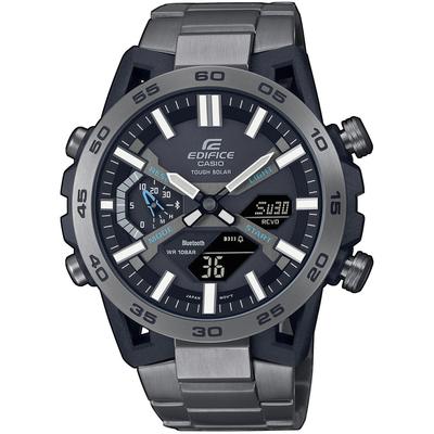 Smartwatch CASIO EDIFICE, grau (anthrazit, schwarz, grau), Smartwatches, Herren, Smartwatch, Solaruhr, Armbanduhr, Herrenuhr, Bluetooth, Stoppfunktion,Phone Finder