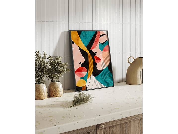 Impression artistique Échos de la Revêtement : verre acrylique Structure : hêtre laqué Multicolore 42 x 52cm