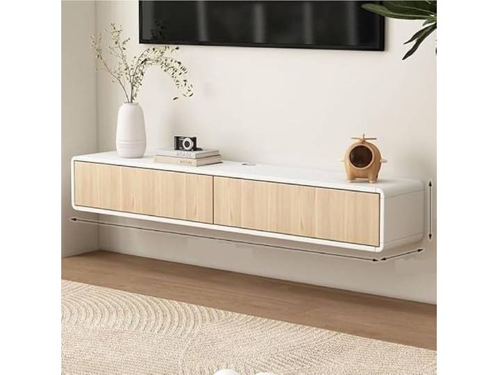 tv schrank Moderner schwebender TV-Ständer mit Konsole zur Wandmontage Geräumiger Stauraum for Wohnzimmer und Büro
