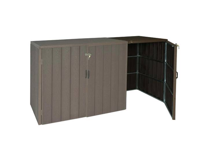 Jamb Mülltonnenbox Erweiterung Braun, Metall, 79x117x105 cm, Gartenzubehör, Gartenmöbel-Schutzhüllen