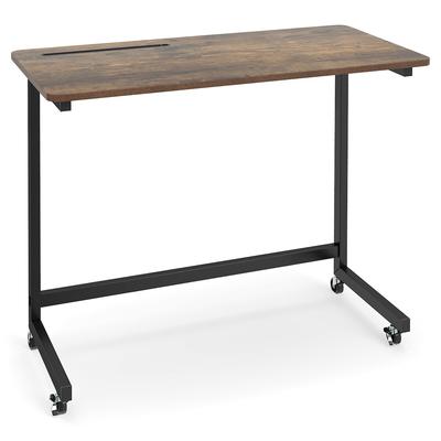 COSTWAY Roll-Beistelltisch, C-förmiger Laptop-Bettisch mit Ablagefach, Braun