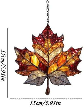Inspire Select Acrylic Maple Leaf Sun Catcher For Window Autumn Thanksgiving Hanging Light Decor b