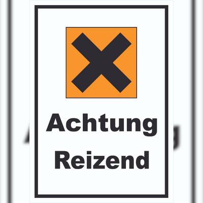 HB-Druck Schild Gefahrensymbol Reizend Kreuz hochkant A3 Rückseite selbstklebend