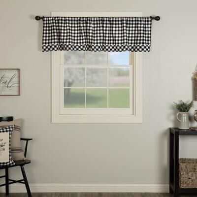 VHC Brands Vintage Check Black Valance