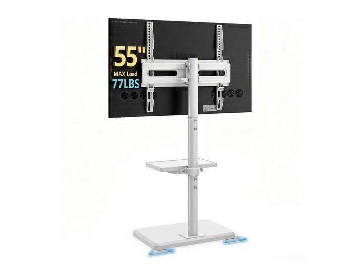 LuxusKollektion TV-Ständer TV-Halterung stehend weiss mit Ablage, (1-tlg)