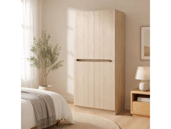 Armoire de chambre avec 2 Portes Battantes Penderie et Rangements pour Chambre 70×40×170 cm Bois Naturel