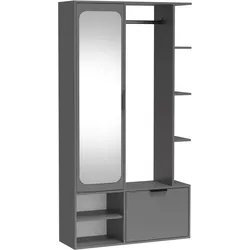 GARDEROBENSCHRANK Nemrut Grau 100/189/33 cm – Modern, mit Spiegel und viel Stauraum