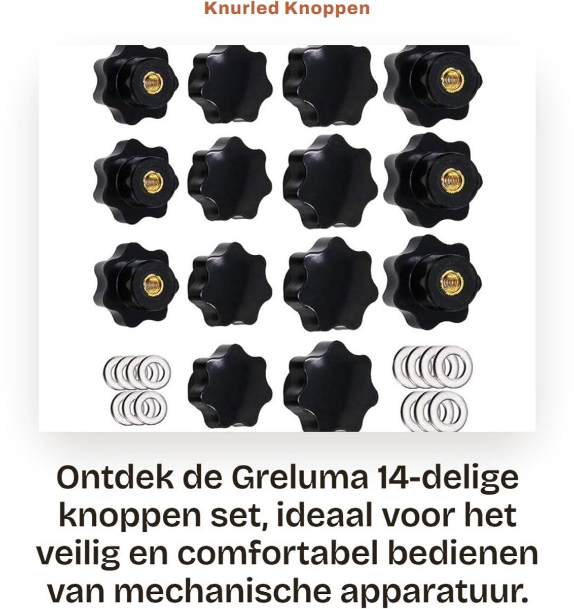 Dailygoods Set van 14 Stervormige Schroefknoppen M6/M8 - Zwarte Kunststof - Inclusief Mechanische Ringen